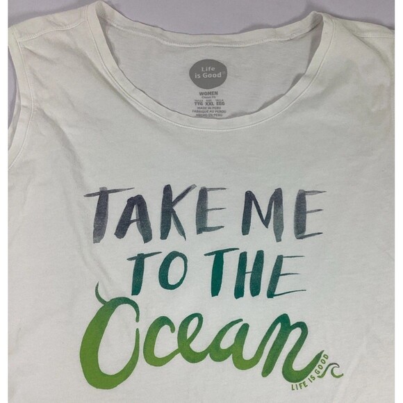 Life Is Good Tank Top Shirt Womens XXL Take Me To The Ocean Classic Fit - Picture 3 of 5